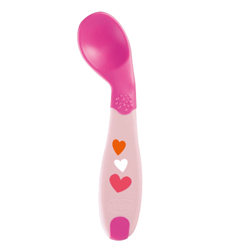 Chicco First Food Spoon Angled 8M + Soft Silicone Pink [Girl]