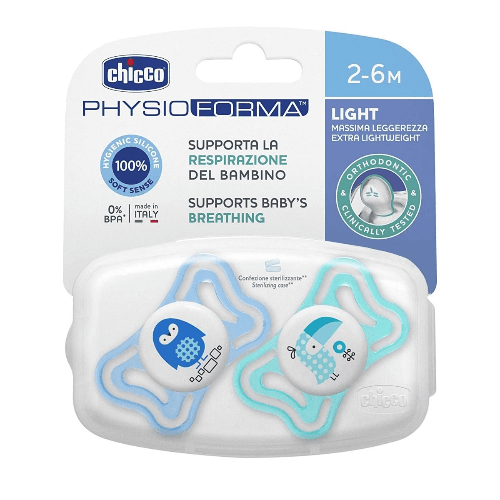 Chicco Silicone Soother Physio Light Boy 2-6M - 2Pcs