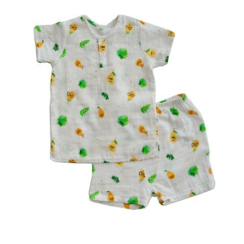 Tickle Tickle Poppet Pear Organic Muslin Shorts And Tee Set 3-4 Years (Buy 1 Get 1 Free)