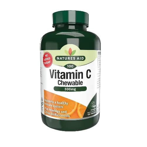 Natures Aid Vitamin C 500mg Sugar Free Chewable Tablets 100's