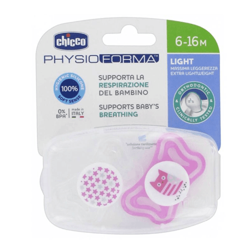 Chicco Soother Physio Light Girl 6 16M Sil 2 Pc