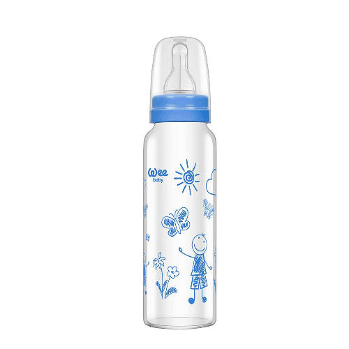 Wee Baby Heat Resistant Glass Feeding Bottle 240Ml (Sold Separately Subject To Availability) (Buy 1 Get 1 Free)