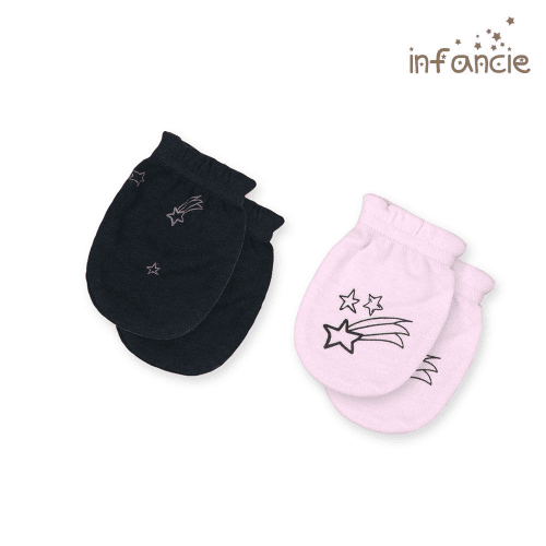 Infancie Mittens 2 Pk Pink/black (Buy 1 Get 1 Free)