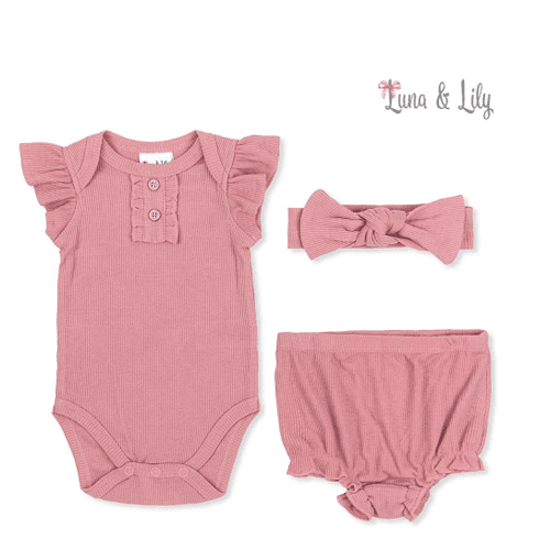 Luna & Lily Girls Body Shorts And Headband Bloomers Pink6-9M (Buy 1 Get 1 Free)