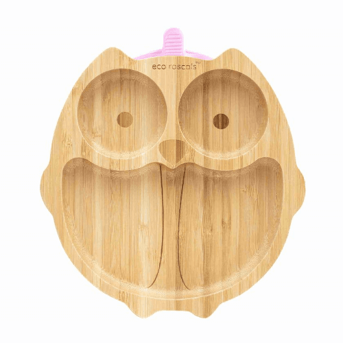 Eco Rascals Bamboo Owl Suction Plate Pink