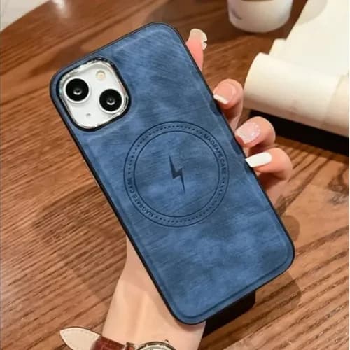 Leather Texture Magnetic Case Iphone 15 Pro Blue