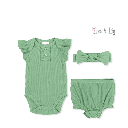 Luna & Lily Girls Body Shorts And Headband 3-6M