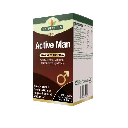 Natures Aid Active Man with Arginine, Korean Ginseng & Maca Tablets 60's