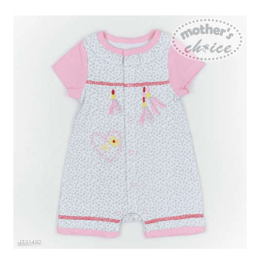 Mothers Choice Baby Short Sleeve Romper.White 3/6M (Buy 1 Get 1 Free)