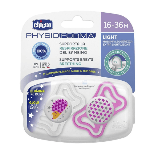 Chicco Soother Physio Light Boy 16 36M Sil 2 Pc