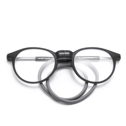 Medical Reading Glass Power +2  Round Black & Gray