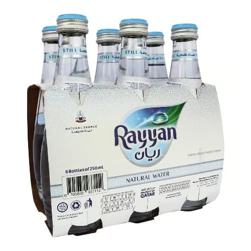 Rayyan Natural Water Glass Bottle 6 x 250 Ml