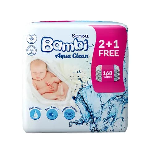 Sanita Bambi Wet Wipes Aqua Clean 2+1 Free 56 S