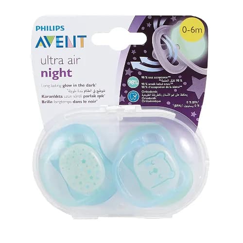 Philips Avent Soother Ultra Air Night 0-6M Boy X2