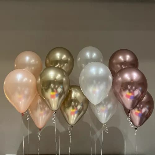 Helium Balloons 3 Pcs Pearl, 3 Pcs Gold, 3 Pcs White Pearl, 3 Pcs Rose Gold