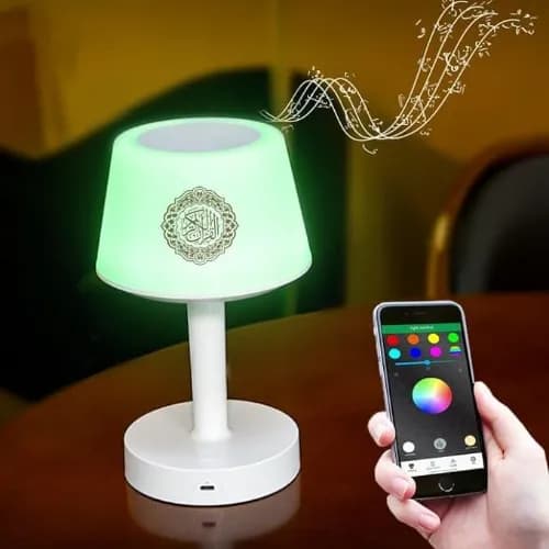 Quran Speaker Table Lamp,7 Colors,Led Touch, 8Gb,16 Reciters Plus,16 Translations-Equantu Sq-917