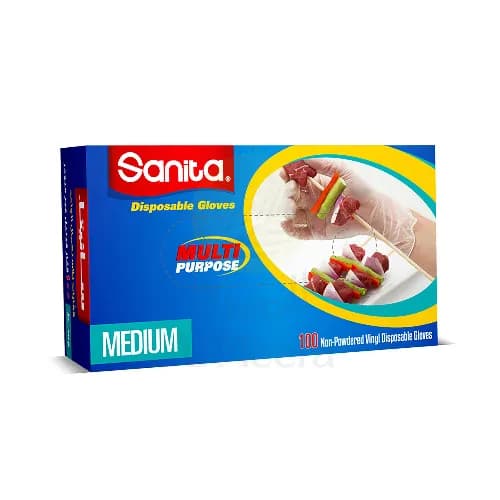 Sanita Vinyl Disposable Gloves Medium 100 S