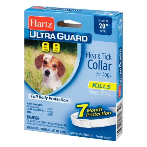 Hartz Ultra Guard White Water Resistant 20 Inch Flea & Tick Dog Collar Fresh Scent 24G