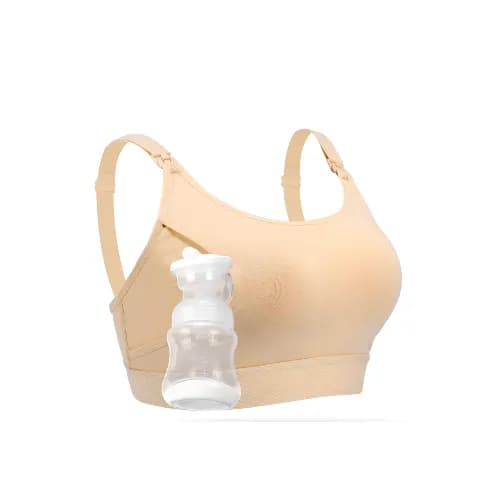 Adjustable Breast-Pumping And Breastfeeding Bra By Momcozy - Beige - Medium