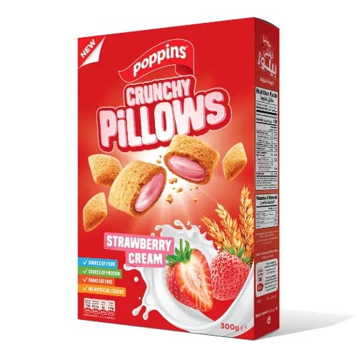 Poppins Crunchy Pillows Strawberry Cream 300 G