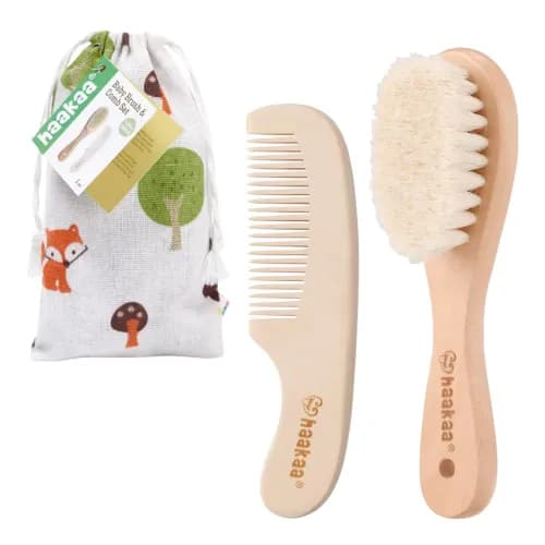 Wooden Baby Hair Brush & Combo Set By Haakaa