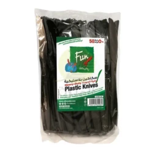 Fun Heavy-Duty Black Plastic Knives 50 Pc