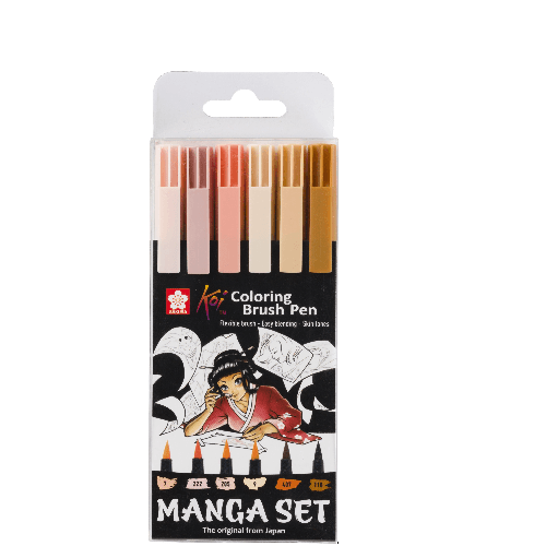 Manga Koi Color Brush Pen Set 6Pcs 