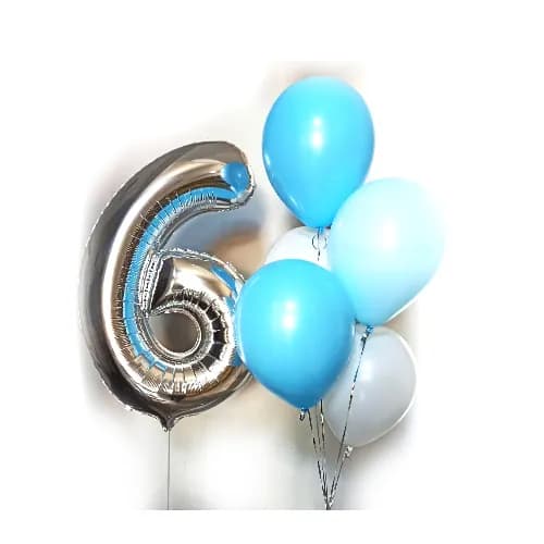 Bleu Set Helium Balloon With Selected Number