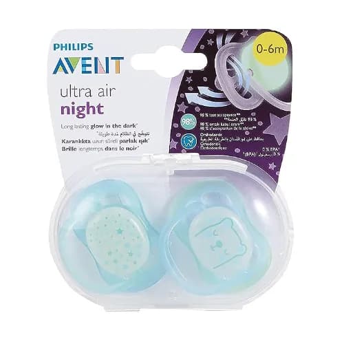 Philips Avent Soother Ultra Air Night 6-18M Boy X2