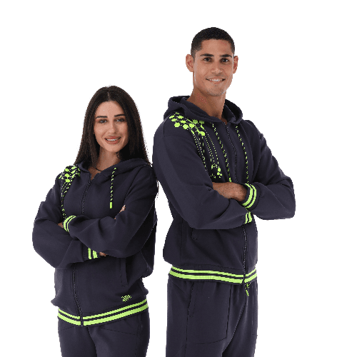 Men Neon Jacket Jogger Set Dark Grey, XL - Brush And Needle