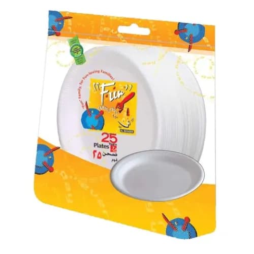 Fun Foam Plate 7" White 25Pcs