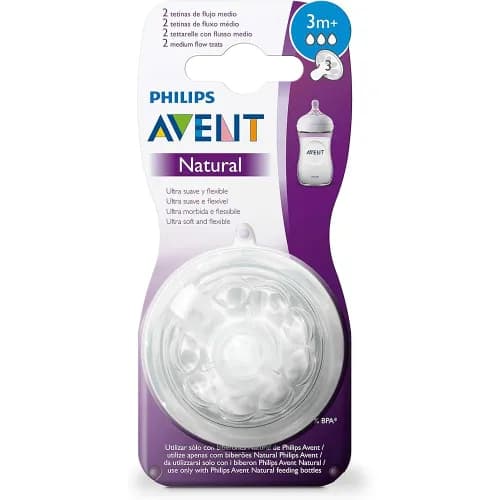 Philips Avent Natural 2.0 Feeding Teats 3 M X2