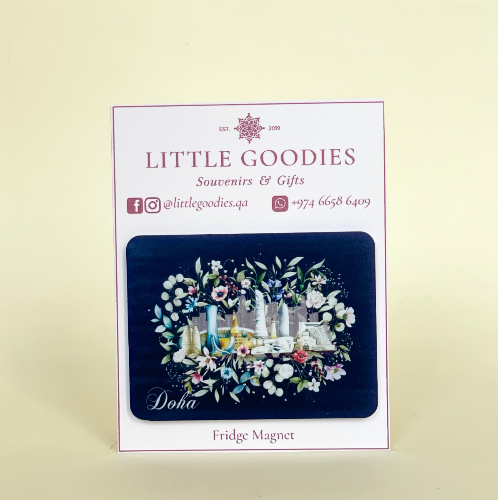 Fridge Magnet - Doha Skyline Bloom (Blue)  - 8X6Cm - Little Goodies