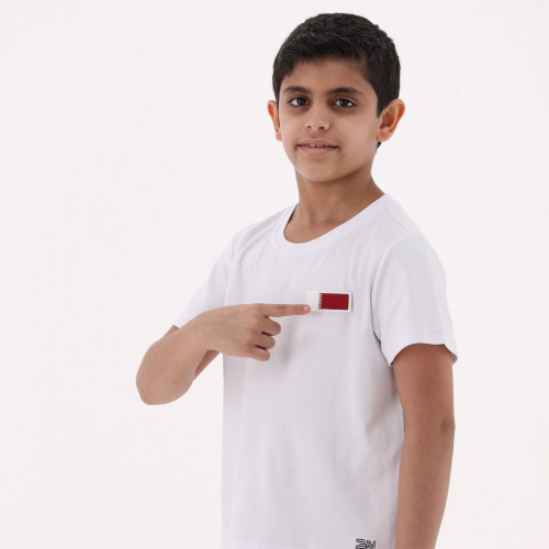 Kids T-Shirt Flag White, 10Y -  Brush And Needle