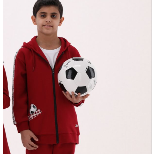 Kids Football Jacket and Jogger Set, Burgundy, 14Y - Brush And Needle