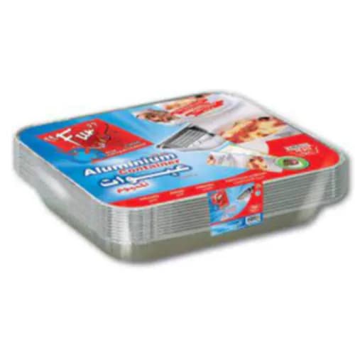 Fun Aluminium Container With Lid 2400 Cc 10 Pcs