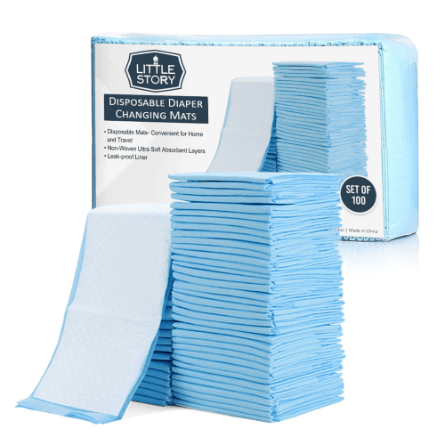 Little Story - Disposable Diaper Changing Mats - Pack Of 100Pcs (Blue)