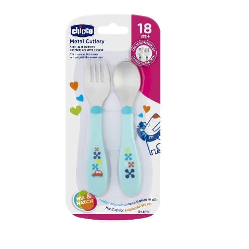 Chicco Metal Cutlery 18M+ - Boy