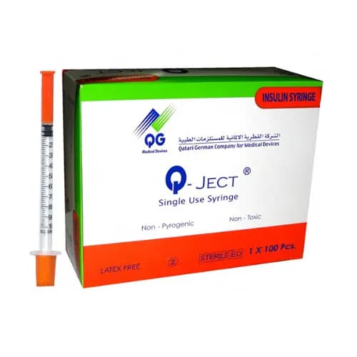 Qject Unibody Insulin Syringe 0.5Ml 100 Pieces