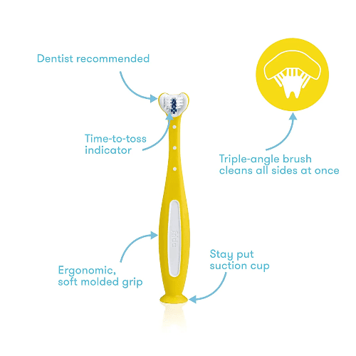 Fridababy - Triple-Angle Toothhugger Training Toothbrush For Toddler - Yellow