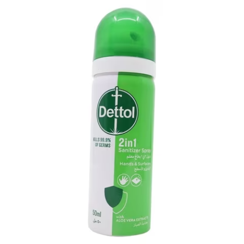 Dettol 2In1 Sanitiser Spray Hands & Surface 50Ml