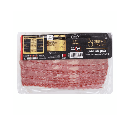 Gourmet Halal Chilled Beef Veal Breakfast Strips, 150 G
