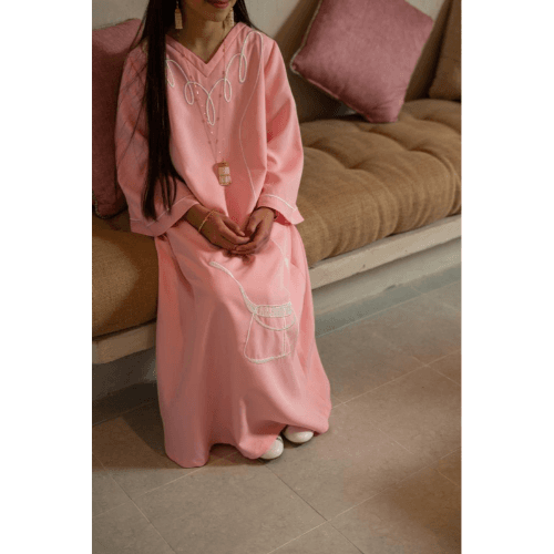 Pink Batoola Jallabiya 4Y -  Brush And Needle