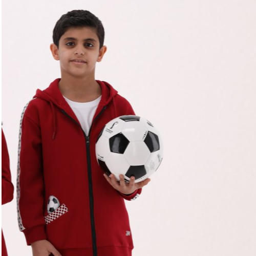 Kids Football Jacket and Jogger Set, Burgundy, 12Y -  Brush And Needle