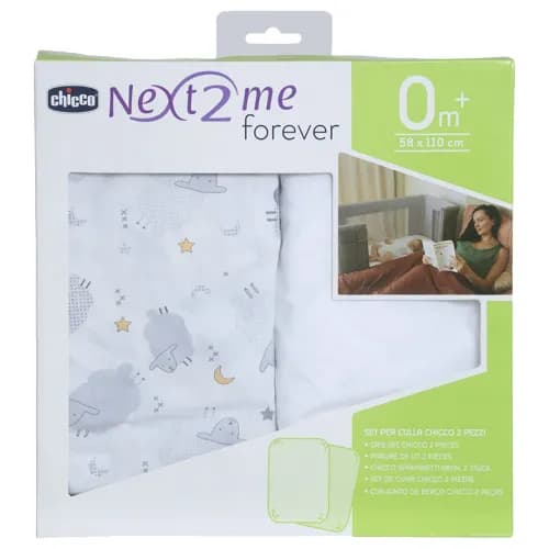 Chicco - Fitted Sheets For Next2Me Forever - 2Pc-Set - Grey Sheep