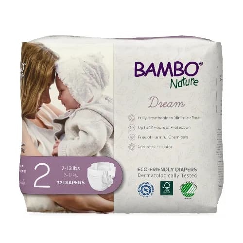 Bambo Nature Eco Friendly Diapers Size 2,3 6kg 32Pcs