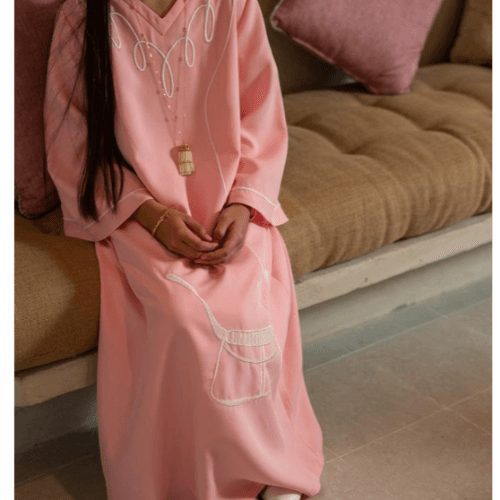 Pink Batoola Jallabiya 12Y -  Brush And Needle
