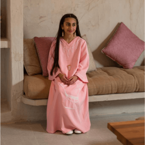 Pink Batoola Jallabiya 12Y -  Brush And Needle