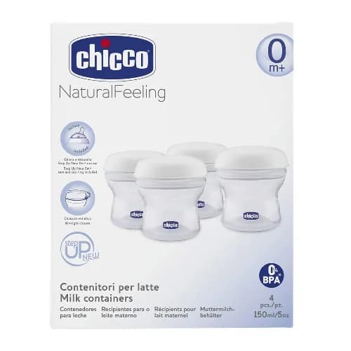 Chicco Natural Feeling Milk Container - 4Pcs