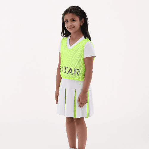 Girls Dress And Mesh Vest Set, White \Gray,4Y - Brush And Needle